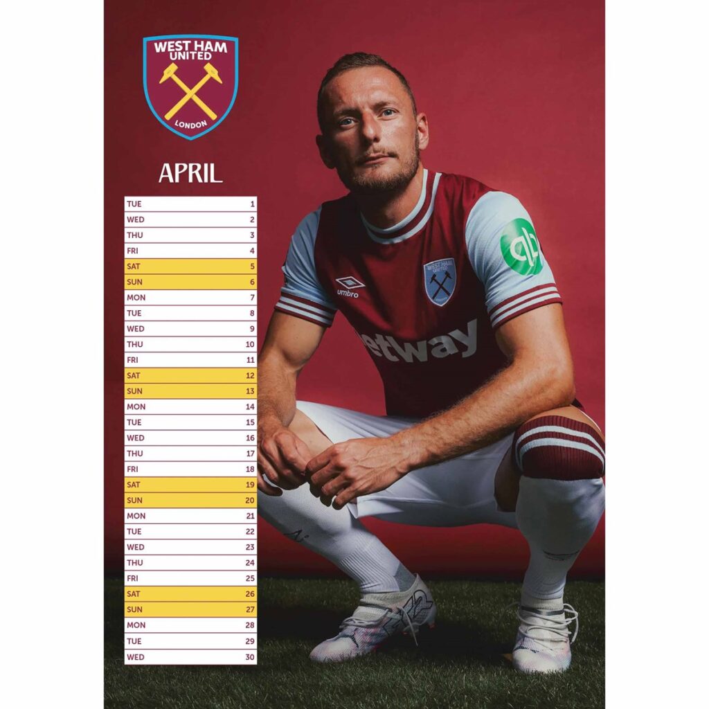 West Ham 2025 Calendar