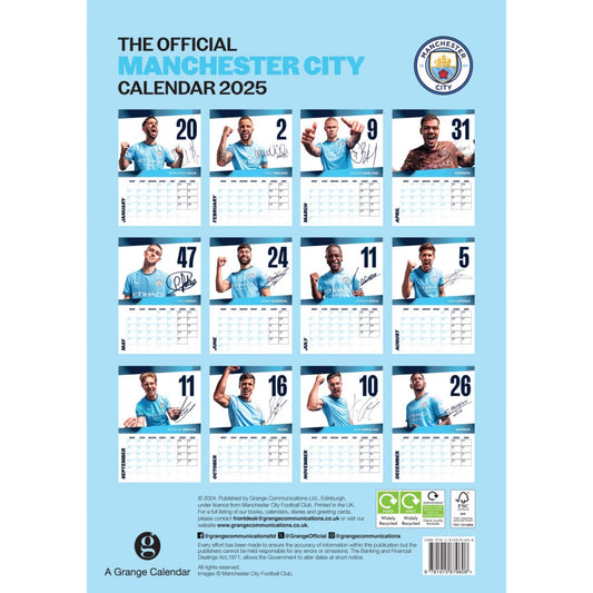 Manchester City 2025 Calendar