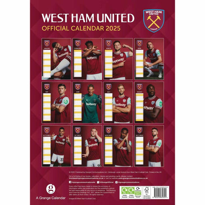 West Ham 2025 Calendar