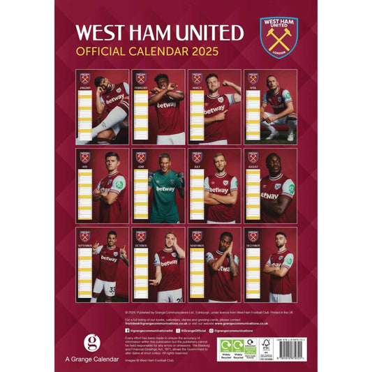 West Ham 2025 Calendar